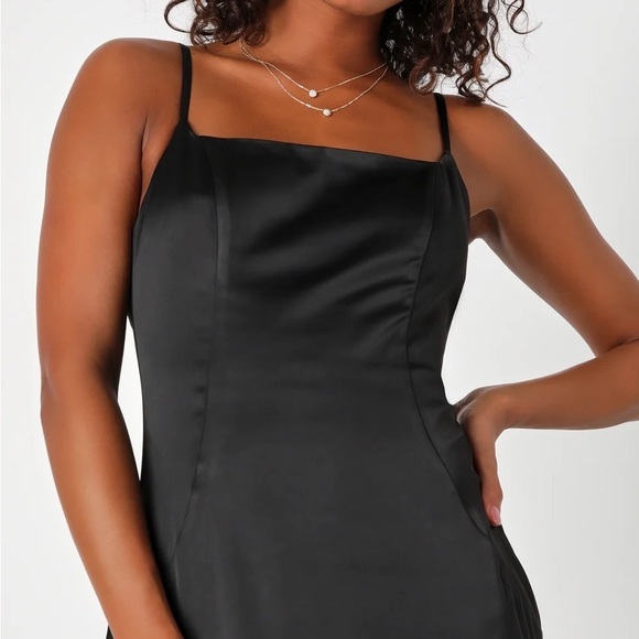 NWOT Black Satin Backless Mermaid Maxi Dress - Picture 5 of 9